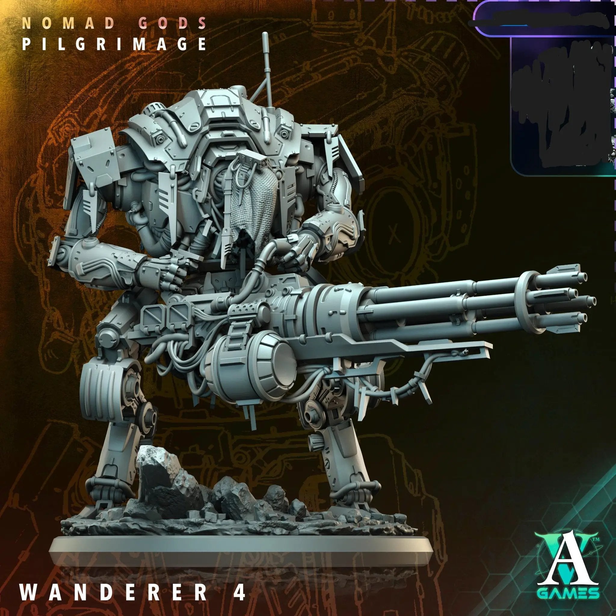 3D Printed Archimandrite Wanderer, Giant Robot Walker by Archvillain Games by Last Hope Miniatures