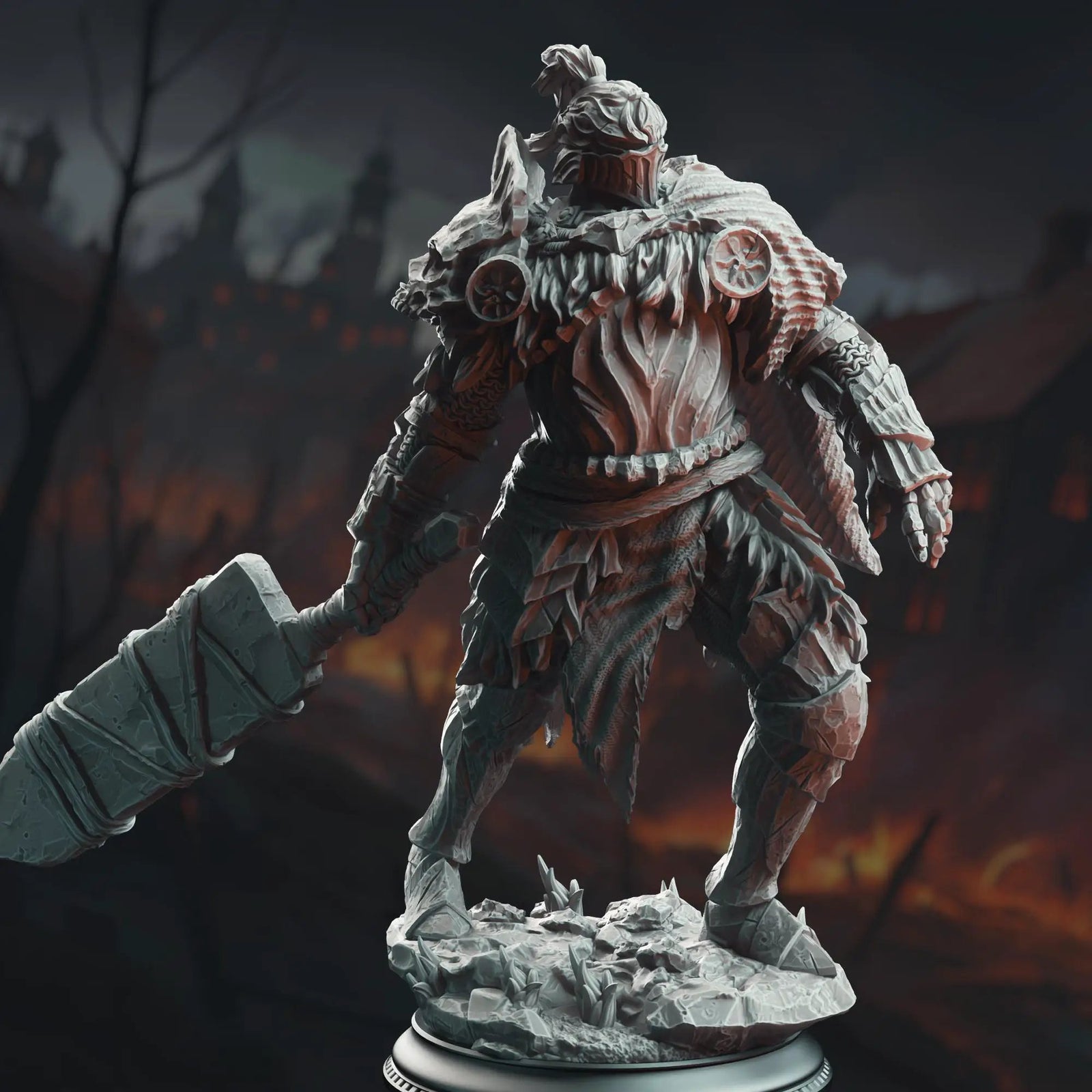 3D printed Goliath Knight Executioner miniature by Last Hope Miniatures for DM Stash, detailed fantasy warrior in armor.