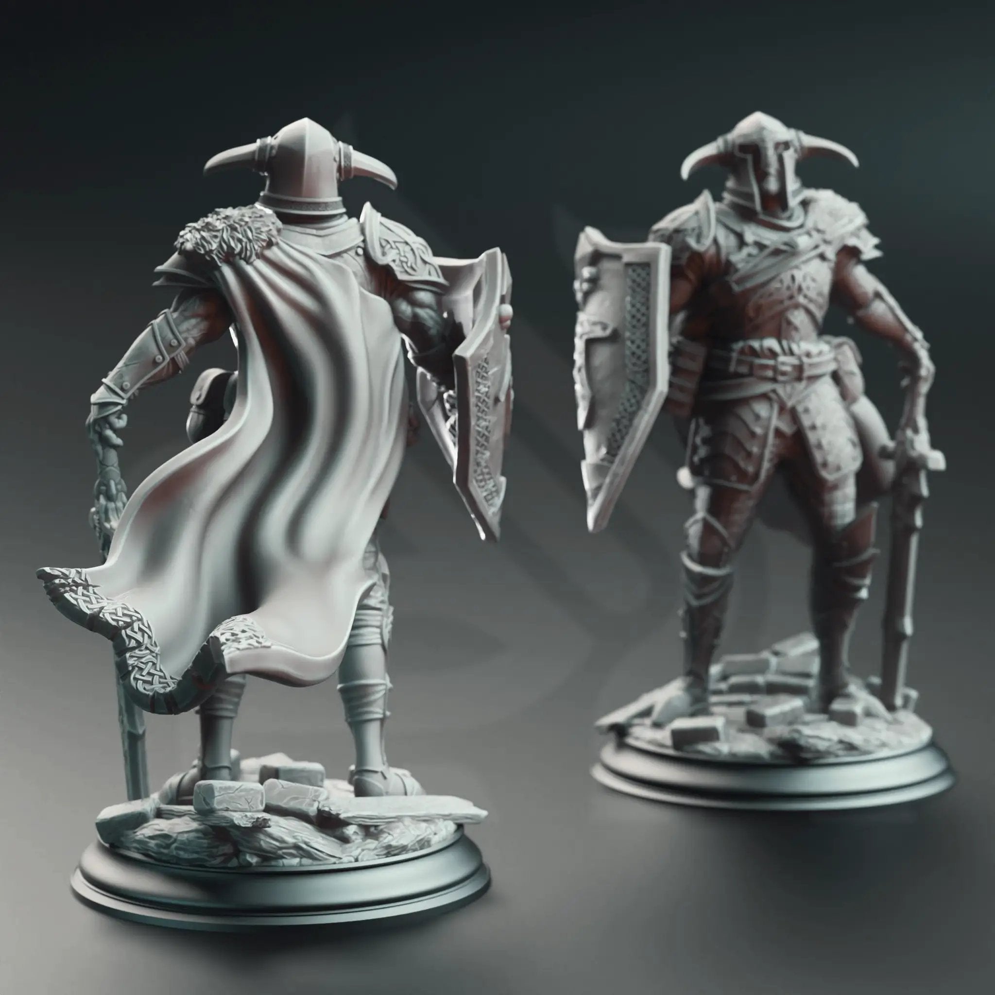 3D printed Nordic Paladin of Nature's Wrath miniature by Last Hope Miniatures, detailed figure with armor and nature-themed elements.