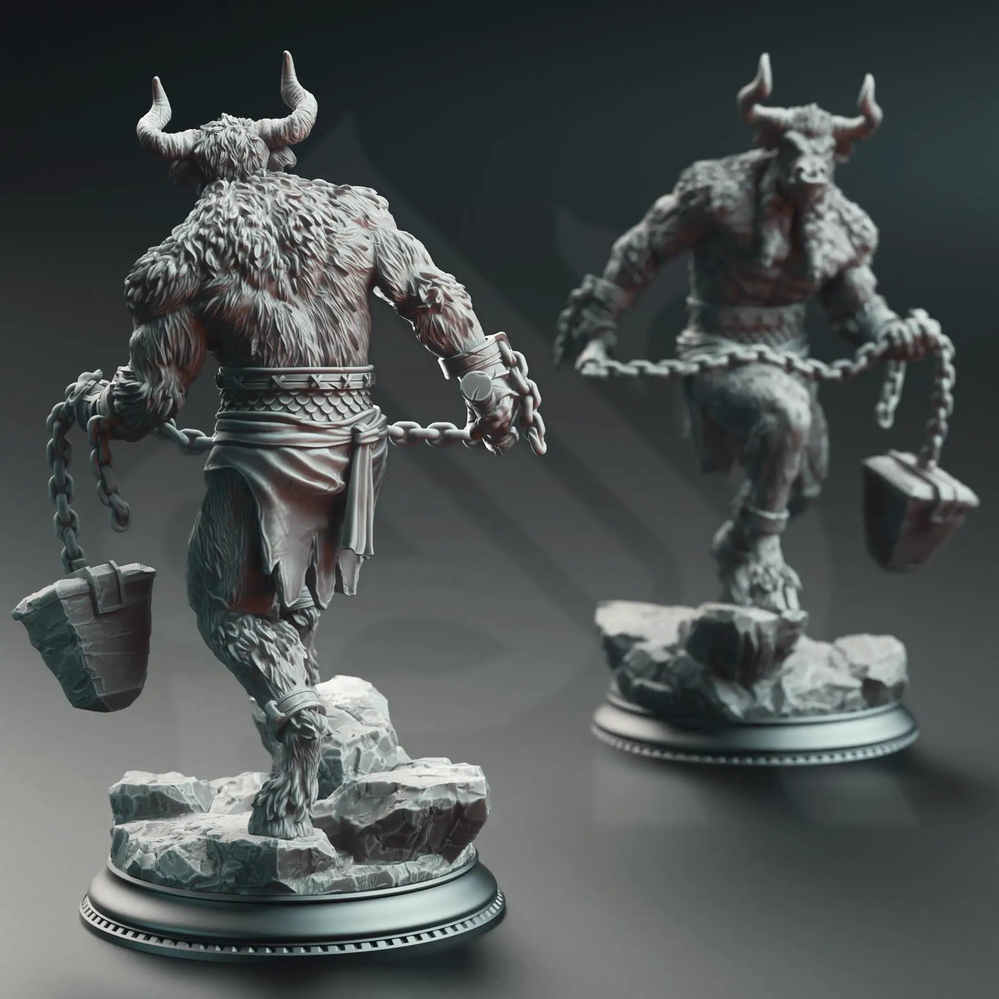 3D printed Minotaur Warriors figurines by Last Hope Miniatures, showcasing detailed sculpting and dynamic poses.