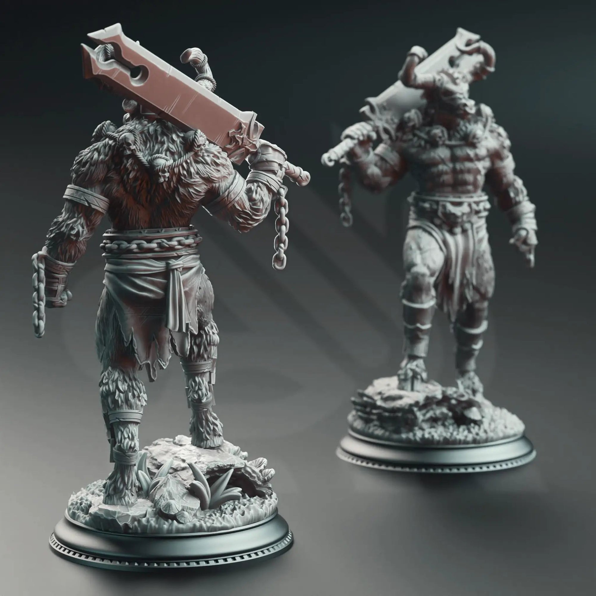 3D printed Minotaur Warrior figurine by Last Hope Miniatures, showcasing detailed muscular build and fierce stance.