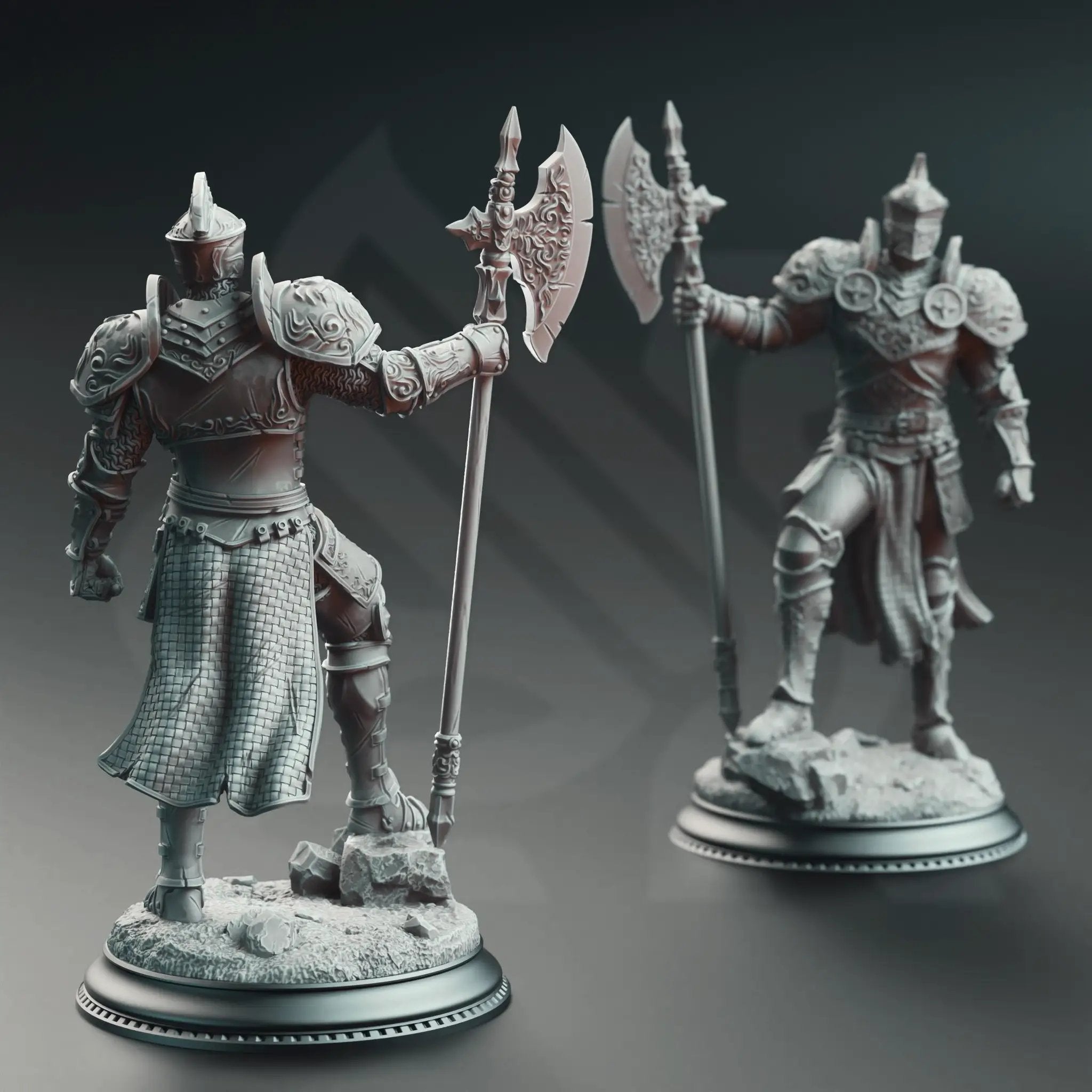 3D printed Knight of the Tower miniature by Last Hope Miniatures for DM Stash, showing detailed armor and medieval knight figure.
