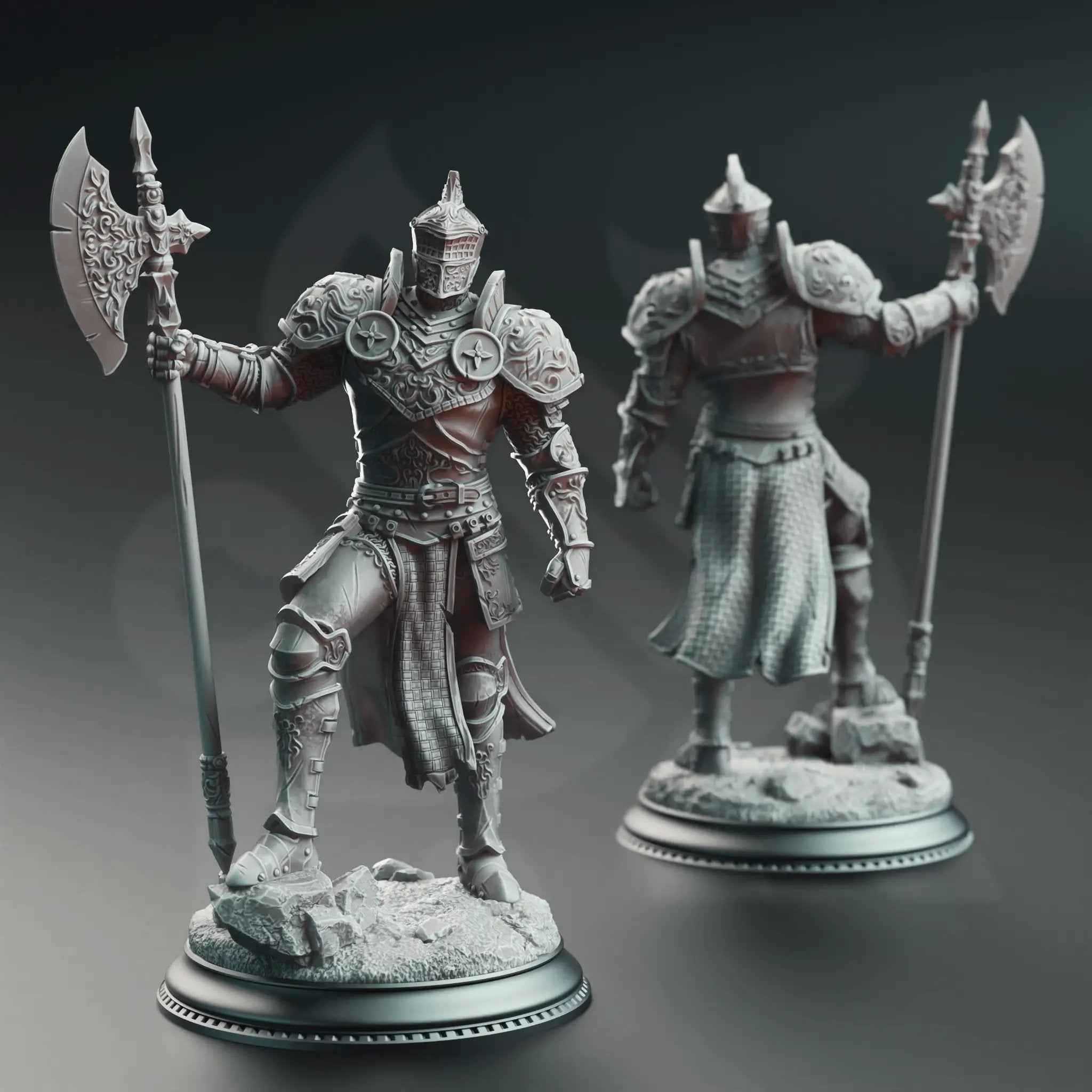 3D printed Knight of the Tower miniature by Last Hope Miniatures, featuring detailed armor and medieval design.