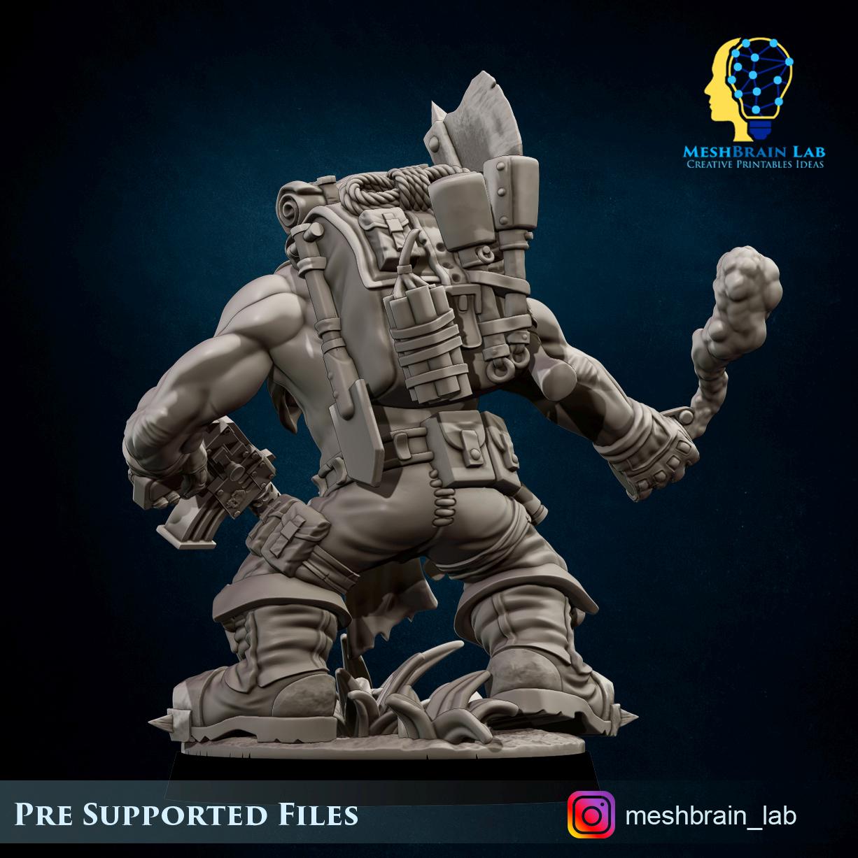 3d Printed Ork Smoke Grenade Commando by Meshbrain Labs Miniatures