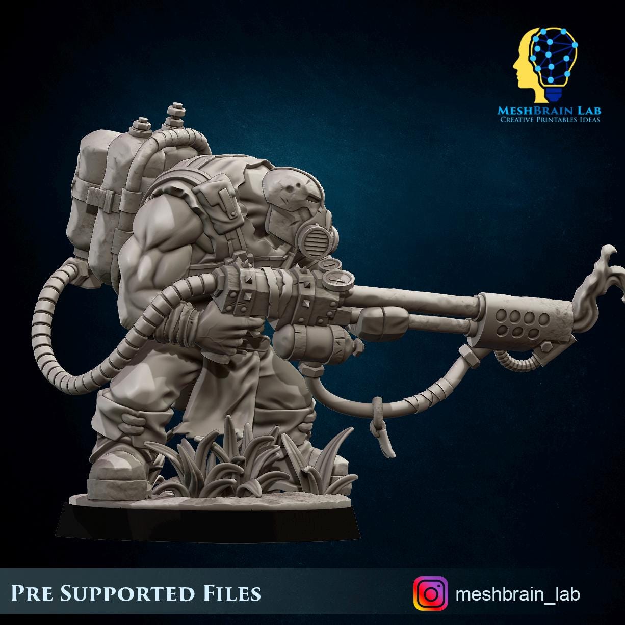 3d Printed Ork Commando with Flamethrower by Meshbrain Labs