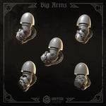 3D printed Eternal Crusader Big Arms upgrade kit by Greytide Studio for Last Hope Miniatures, showing detailed armor and weapon components.