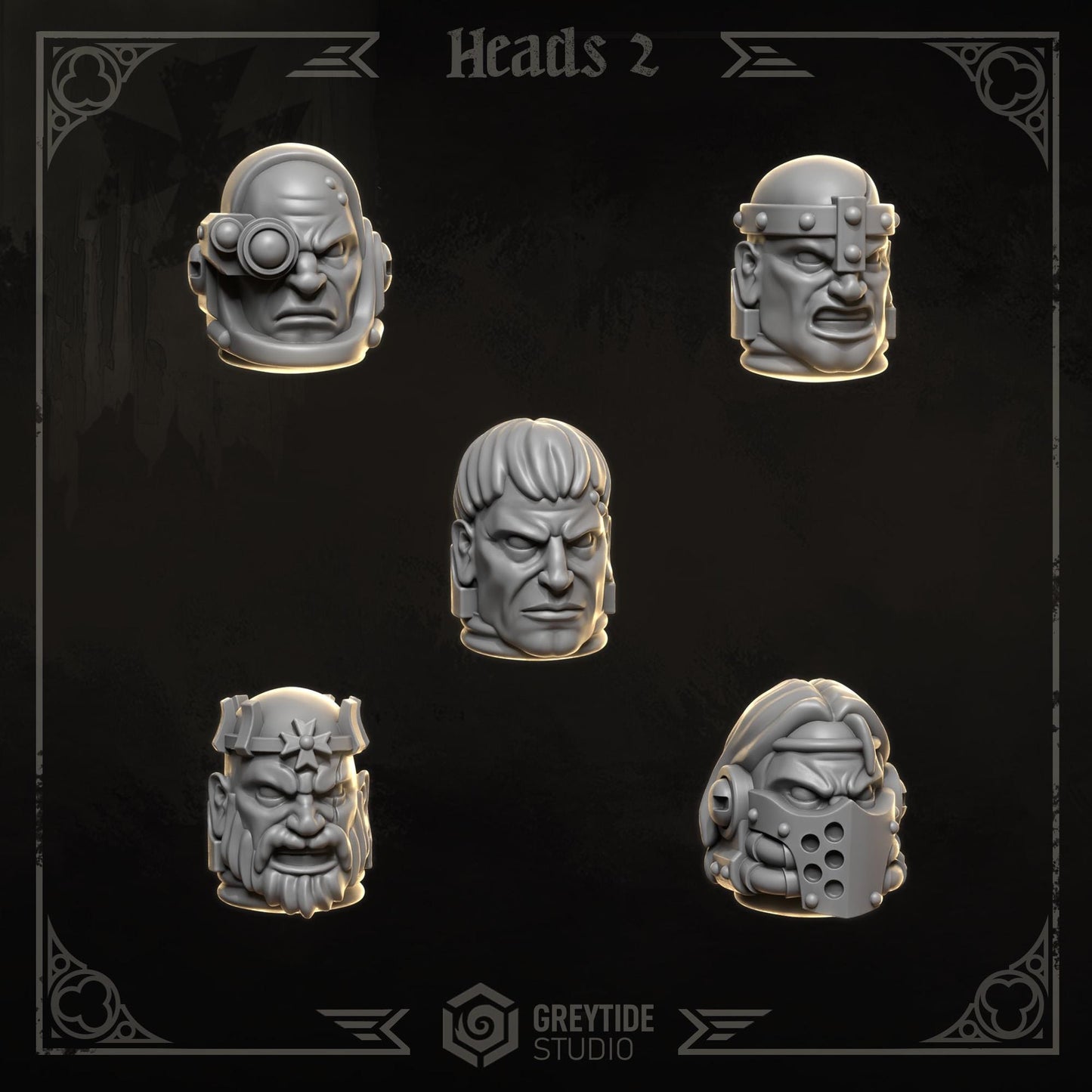 3d Printed Eternal Crusader Heads #2 Upgrade Kit by Greytide Studio