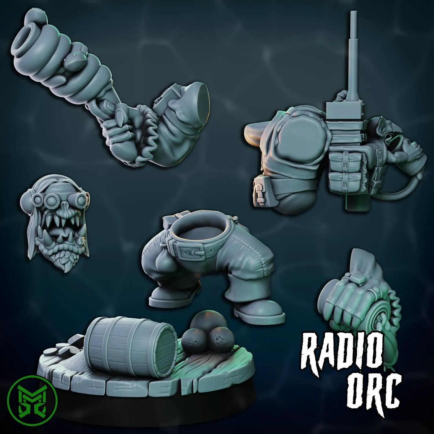 3D printed Ork Commandos miniature by Last Hope Miniatures for Mekka Miniatures, detailed green orc soldiers in combat gear.