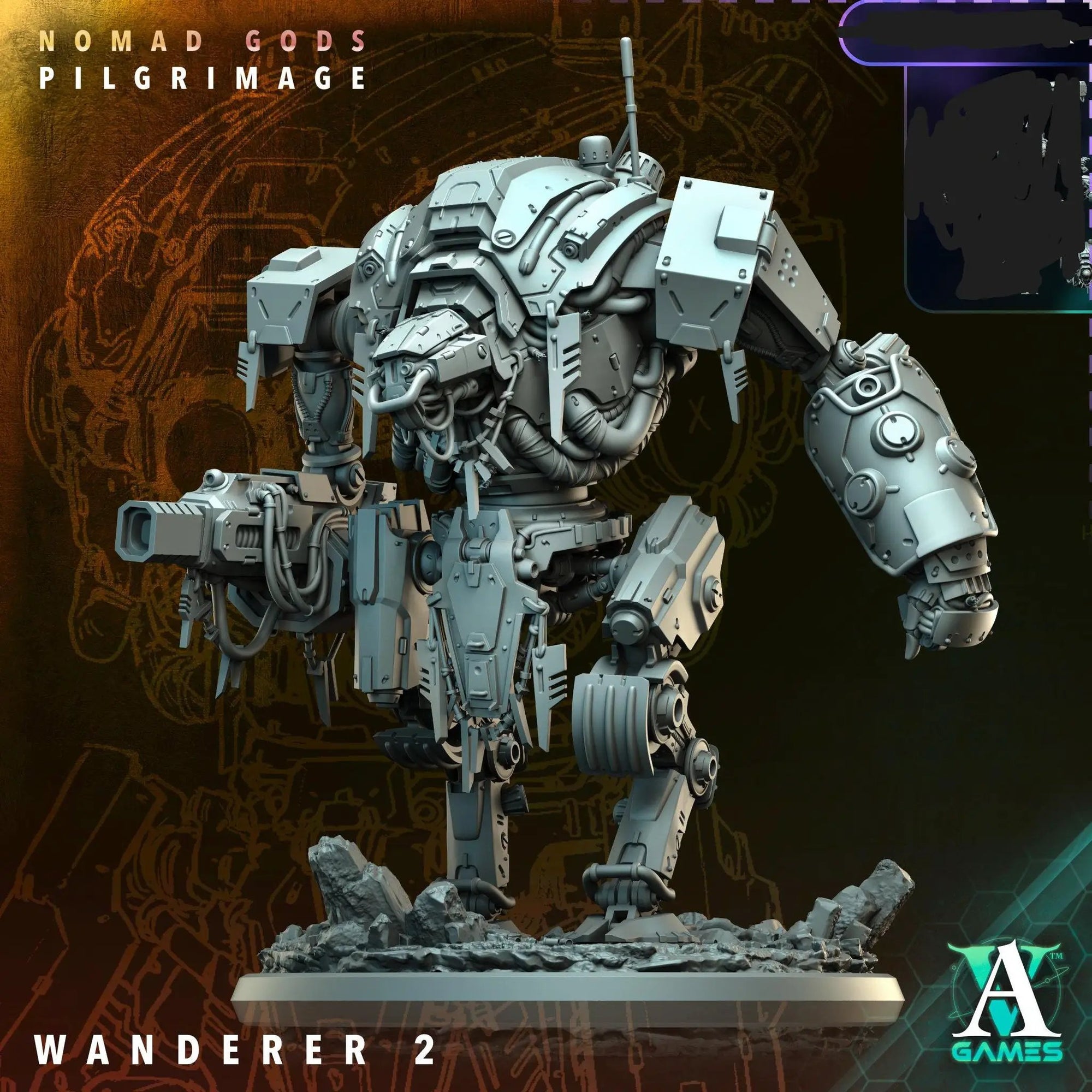 3D Printed Archimandrite Wanderer, Giant Robot Walker by Archvillain Games by Last Hope Miniatures