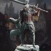 3D printed Knight of the Dusk miniature by Last Hope Miniatures, detailed fantasy armor and weapon in a dynamic pose.