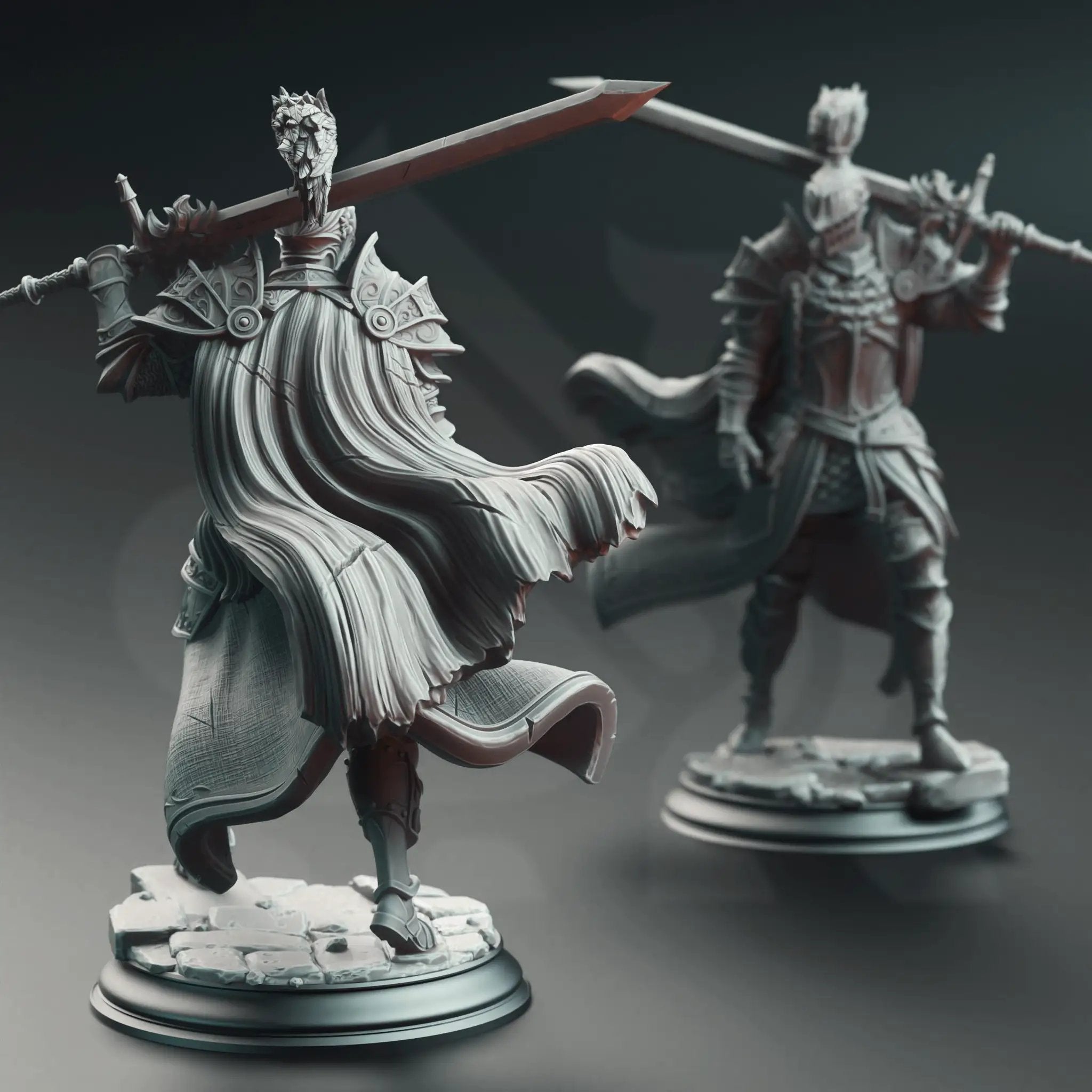 3D printed Knight of the Dusk miniature by Last Hope Miniatures, featuring detailed armor and medieval fantasy design.