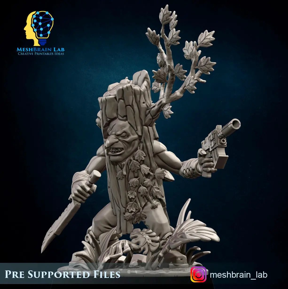 3D printed Sneaky Goblin Commando miniature by Last Hope Miniatures for Meshbrain Labs, detailed goblin figure with tactical gear.