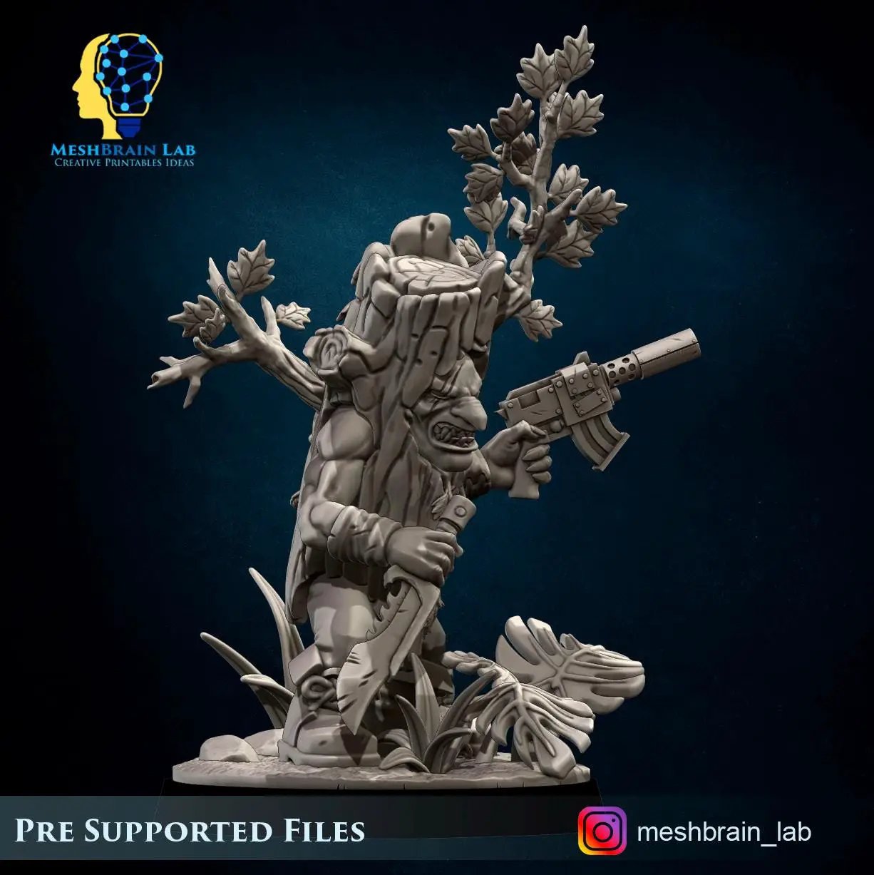 3D printed Sneaky Goblin Commando miniature by Last Hope Miniatures for Meshbrain Labs, showing detailed goblin figure in stealth pose.