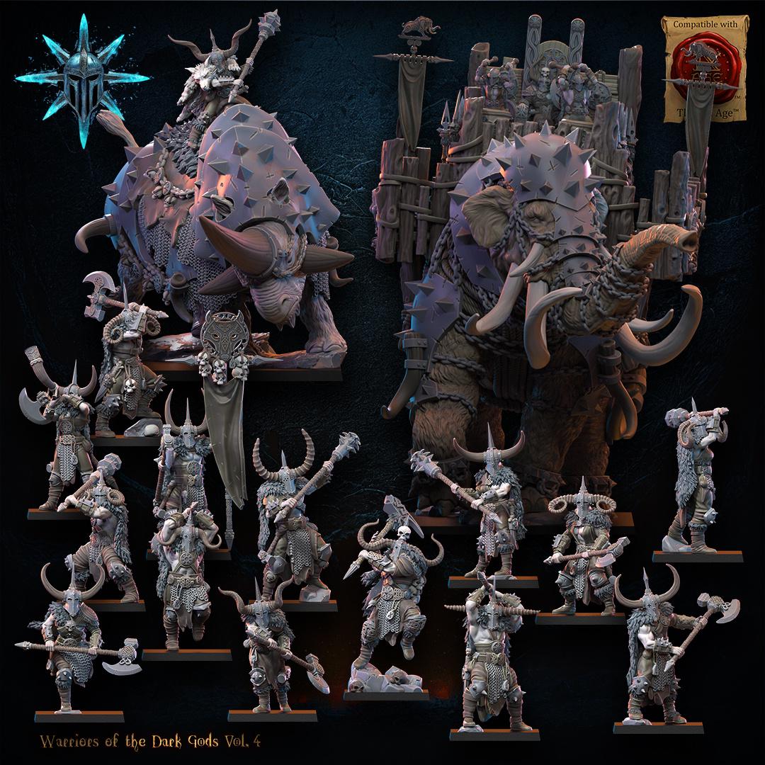 3D Printed Chaos Barbarian Chief by Lost Kingdom Miniatures