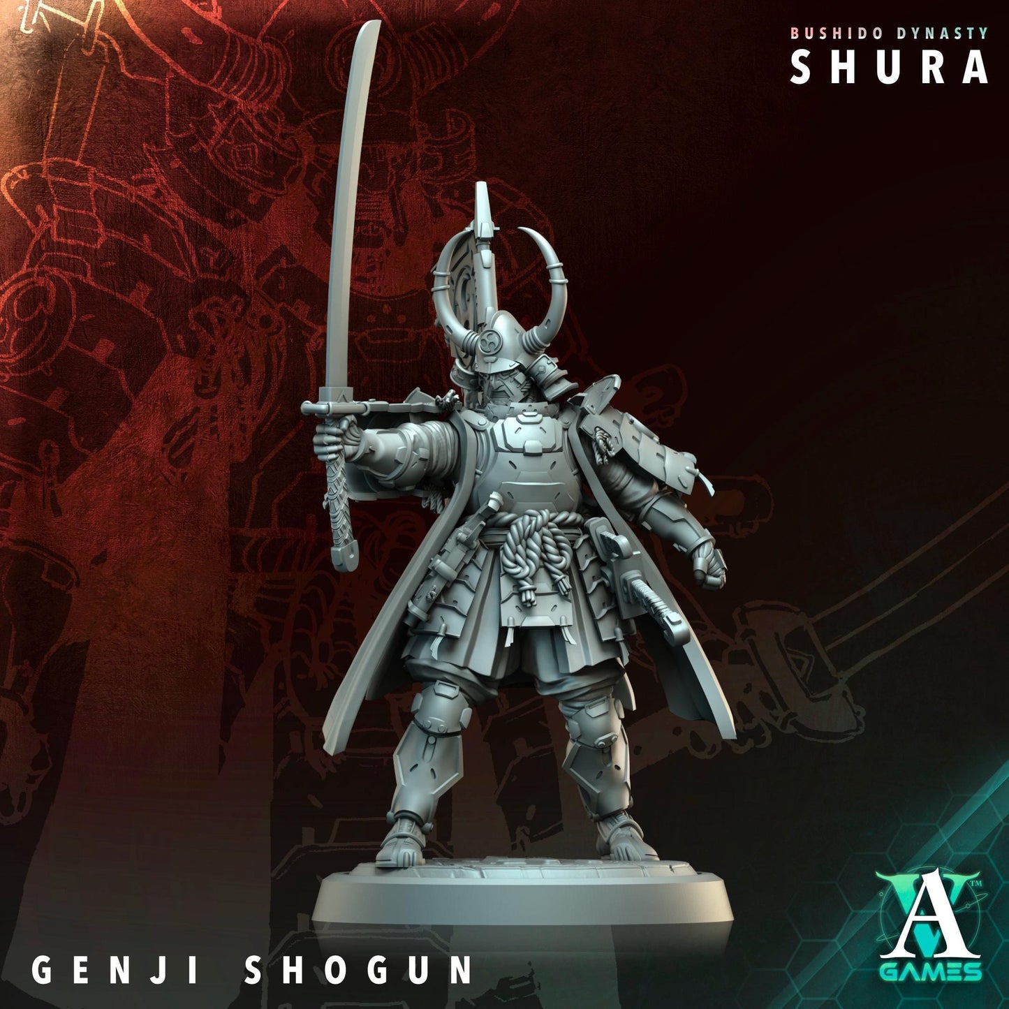 3D Printed Genji Shogun by Archvillain Games