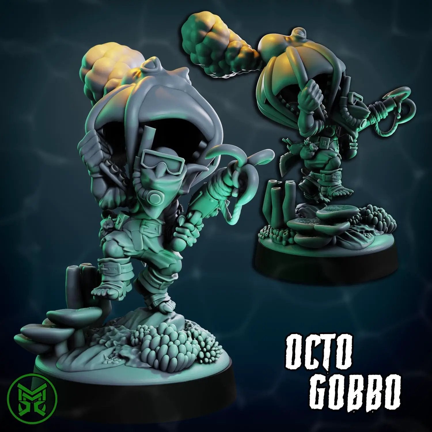 3d printed Ork Commandos miniature by Last Hope Miniatures for Mekka Miniatures, showing detailed green orc soldiers in combat gear.
