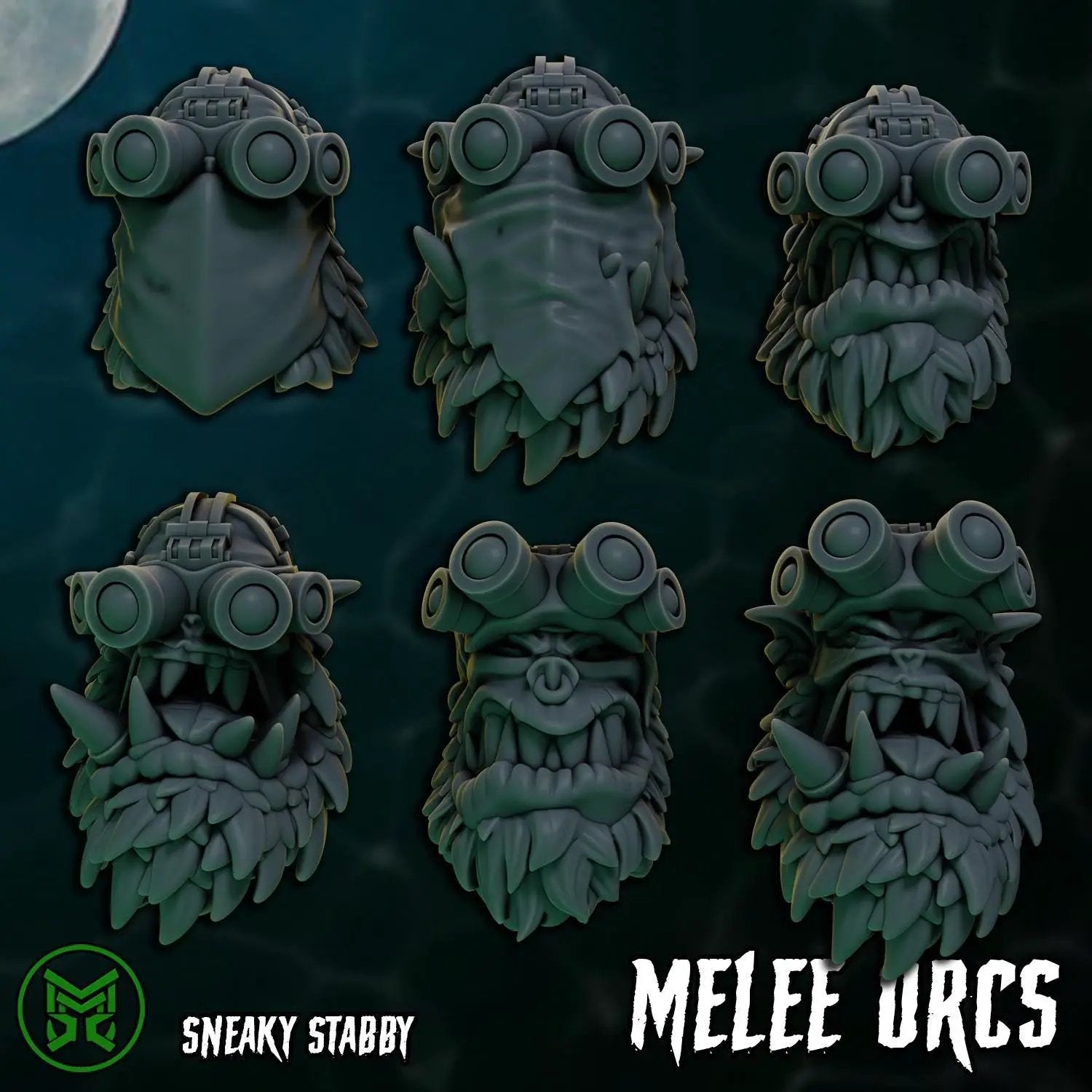 3D printed Sneaky Orcs miniatures by Last Hope Miniatures from Mekka Miniatures, featuring detailed orc figures in stealthy poses