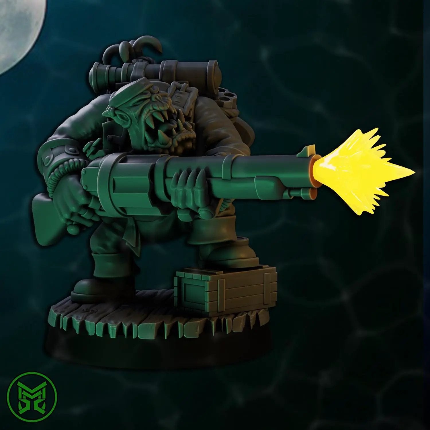 Set of four 3D printed Ork Pirate Commandos miniatures by Last Hope Miniatures, detailed orc figures with pirate gear.