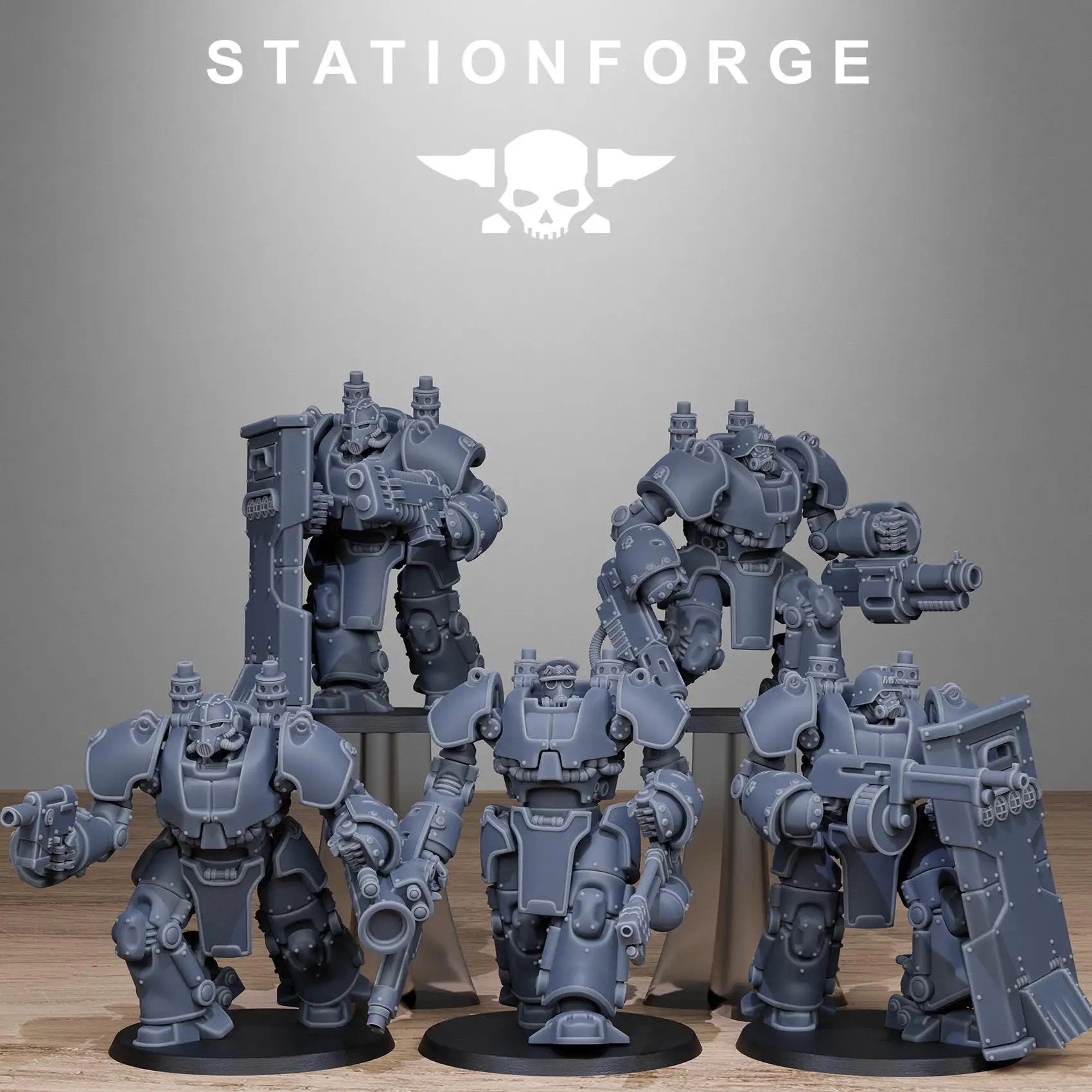 3D Printed GrimGuard Power Armor x5 by StationForge Miniatures by Last Hope Miniatures