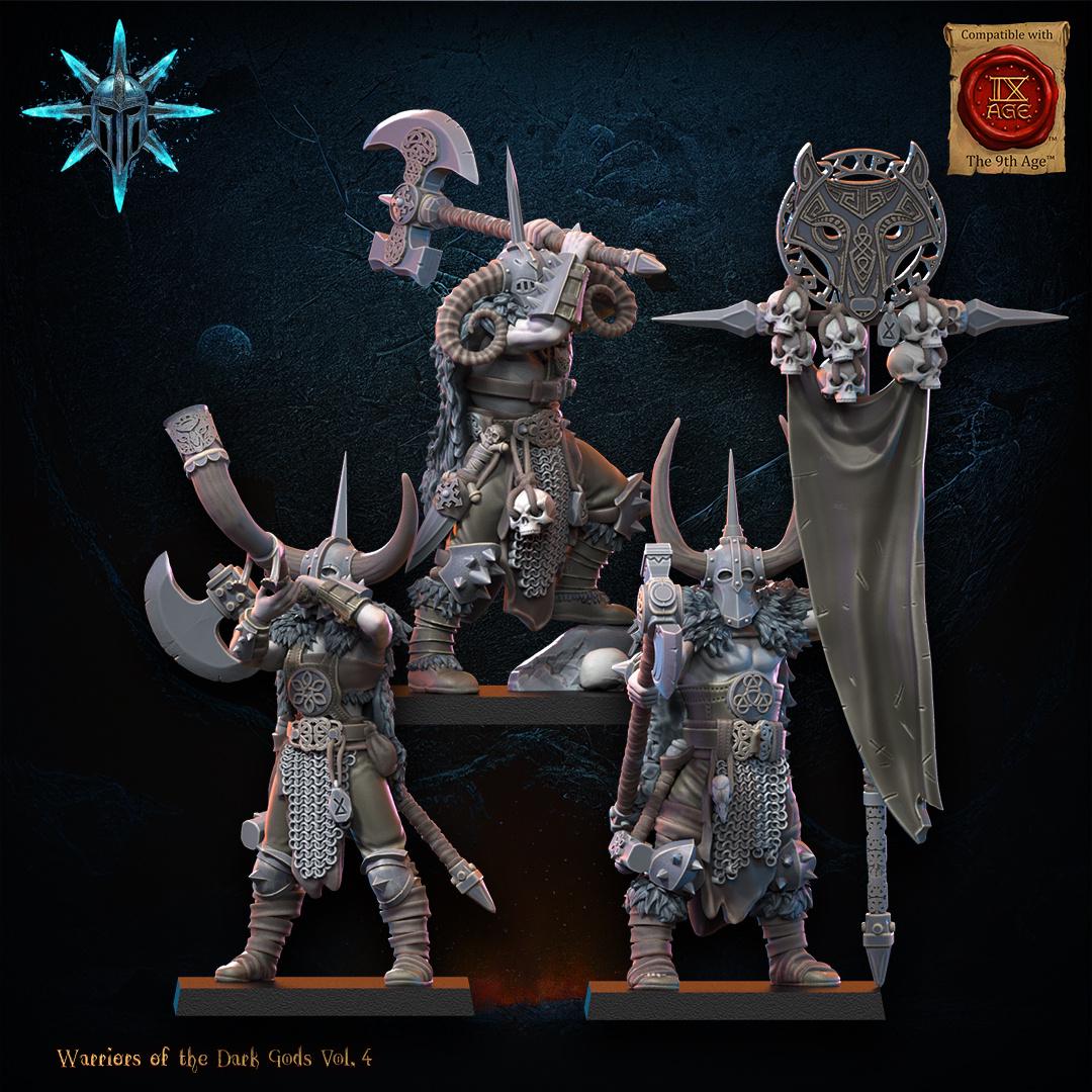 3D Printed Heavy Weapon Barbarian Command Group by Lost Kingdom Miniatures