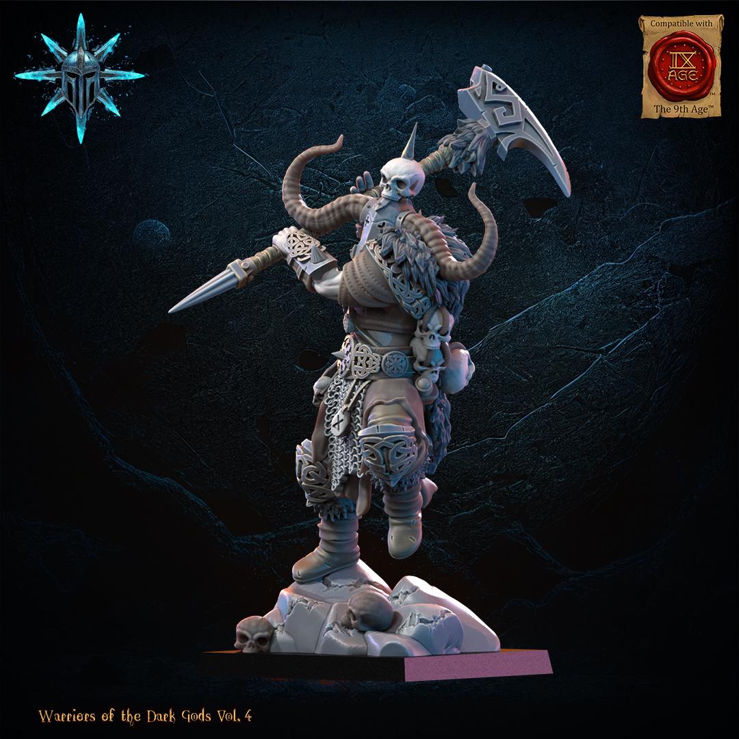 3D Printed Chaos Barbarian Chief by Lost Kingdom Miniatures