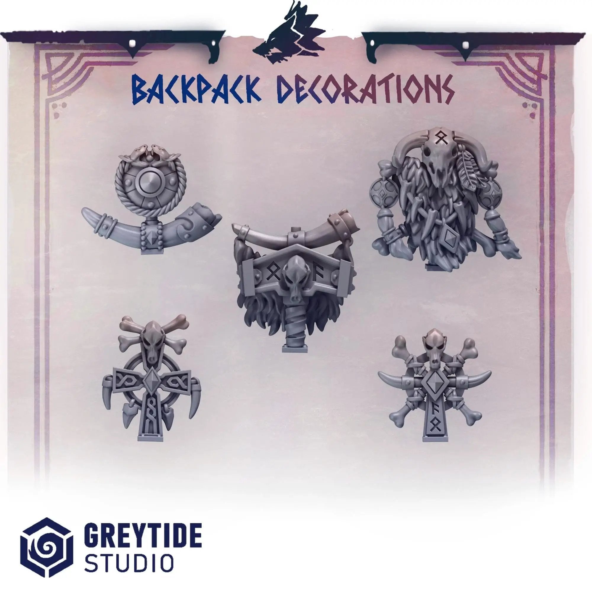 3d Printed Primal Hounds Backpack Decorations by Greytide Studio by Last Hope Miniatures
