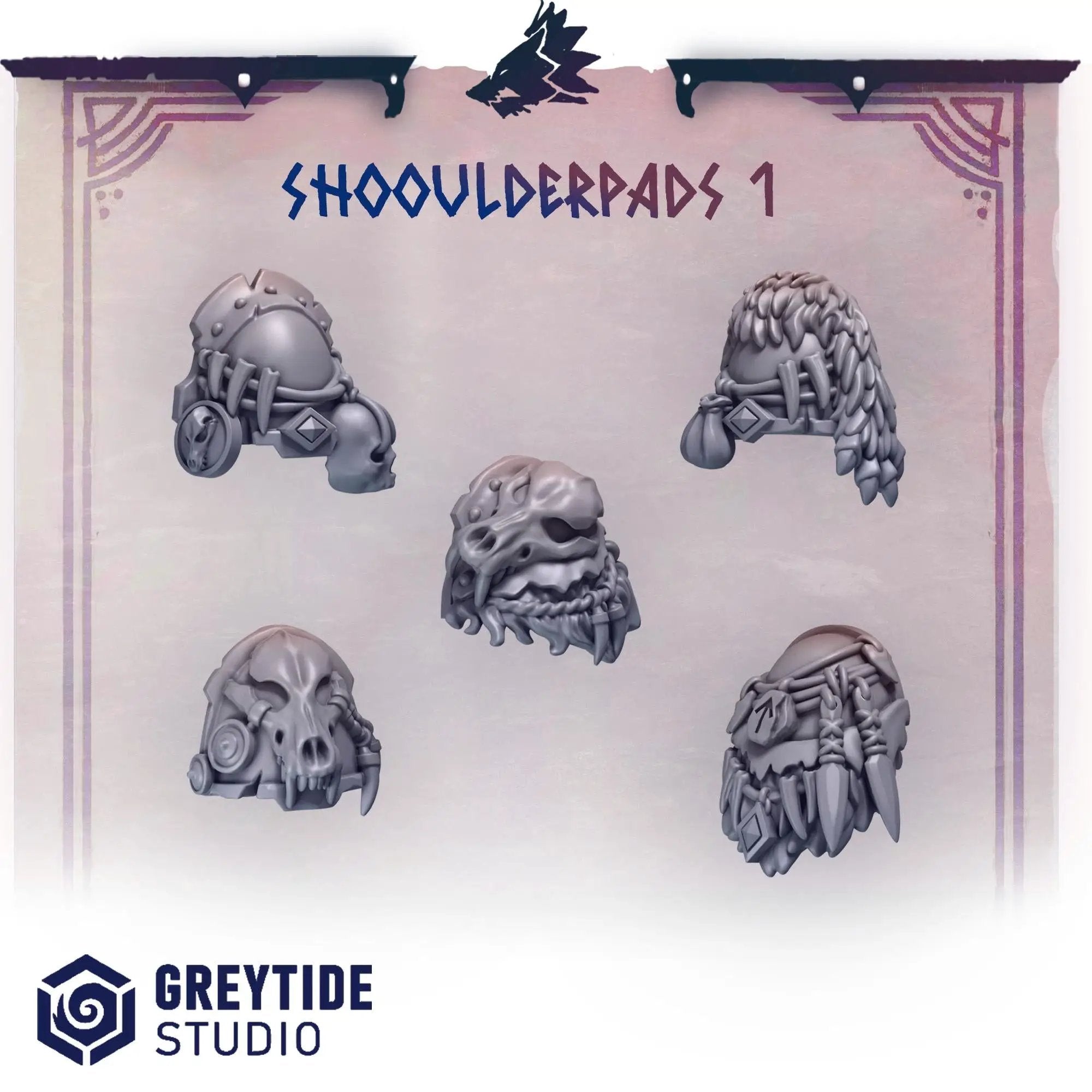 3d Printed Primal Hounds Shoulderpads #1 x10 by Greytide Studio by Last Hope Miniatures