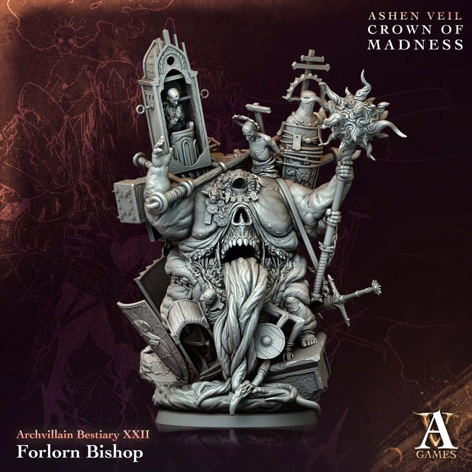 3D Printed Forlorn Bishop by Archvillain Games by Last Hope Miniatures