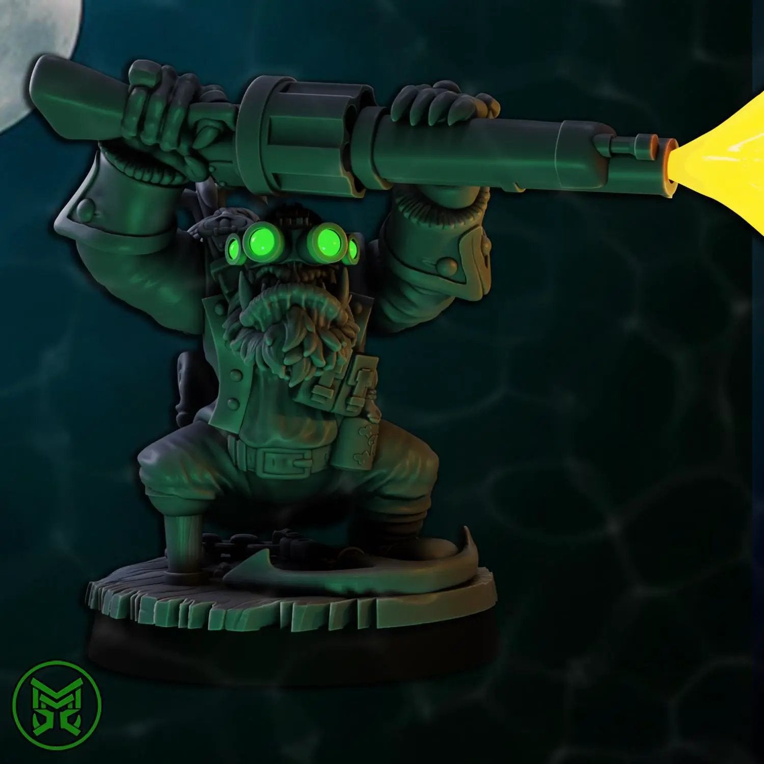 Four 3D printed Ork Pirate Commandos miniatures by Last Hope Miniatures, featuring detailed pirate armor and weapons.
