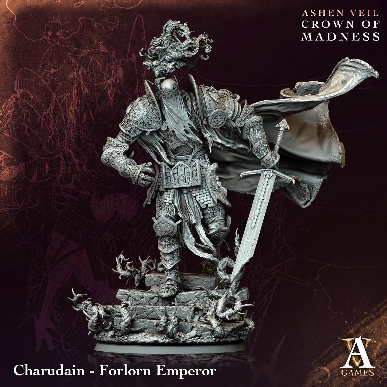 3D Printed Charudain The Forlorn Emperor by Archvillain Games by Last Hope Miniatures