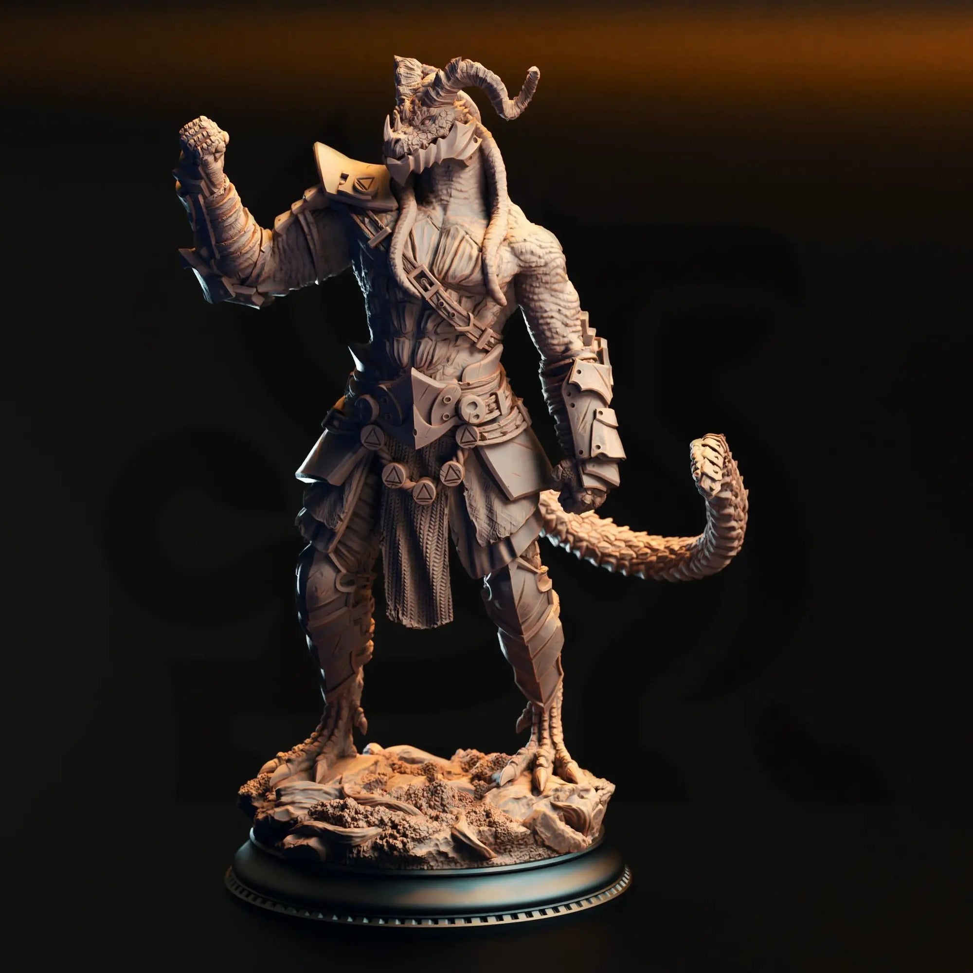 3D Printed Black Dragonborn Fighter by DM Stash by Last Hope Miniatures