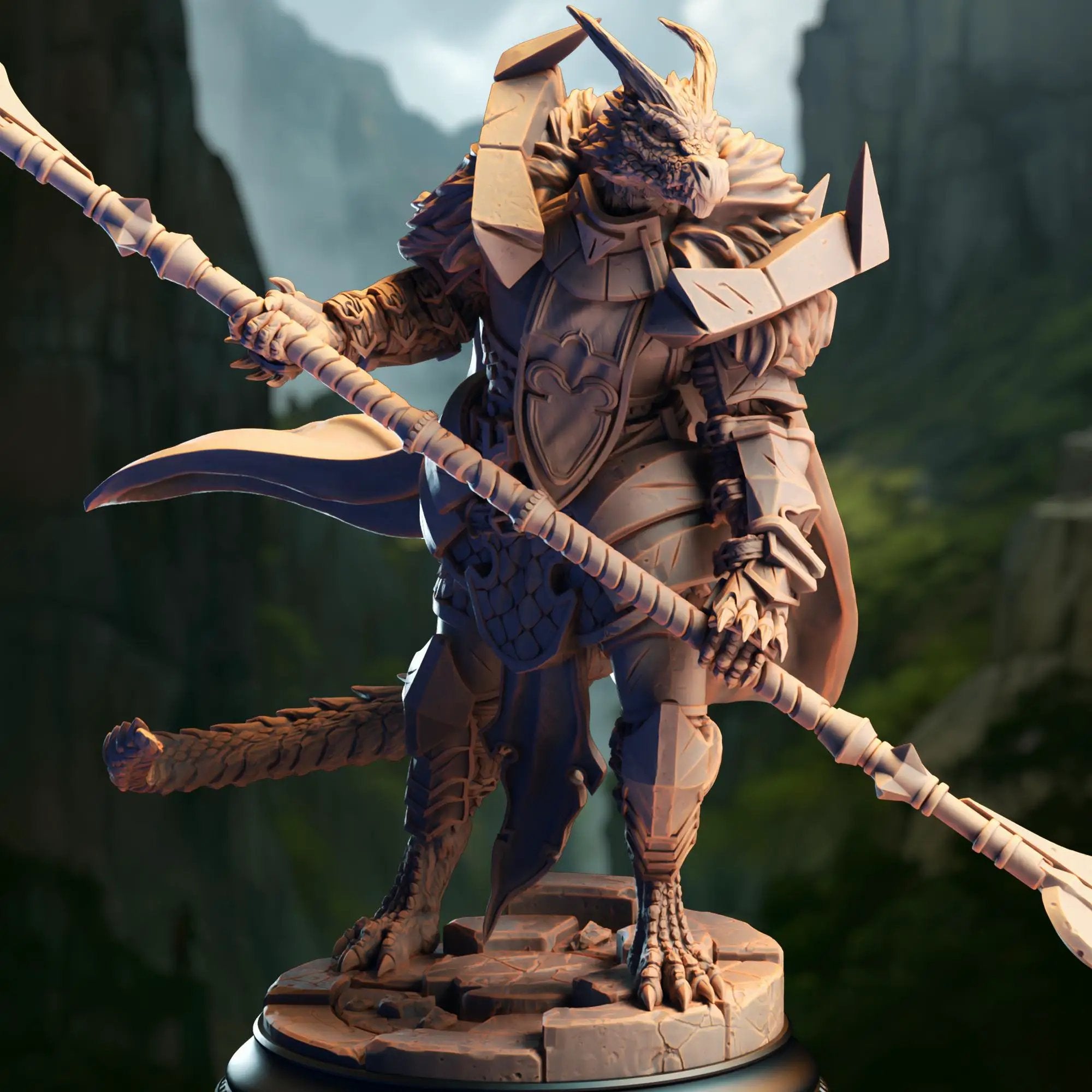 3D Printed Silver Dragonborn Paladin by DM Stash by Last Hope Miniatures