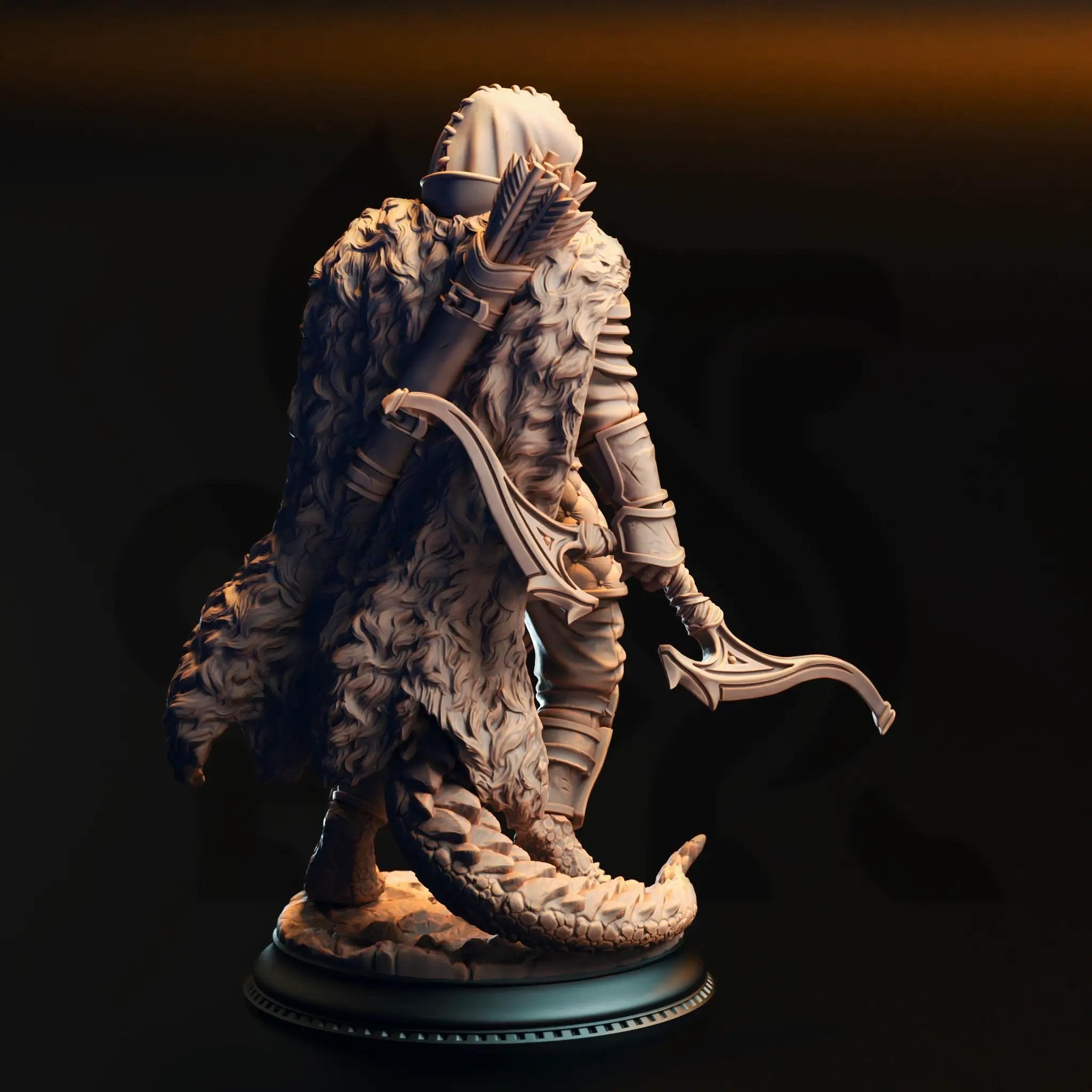 3D Printed Black Dragonborn Ranger by DM Stash by Last Hope Miniatures