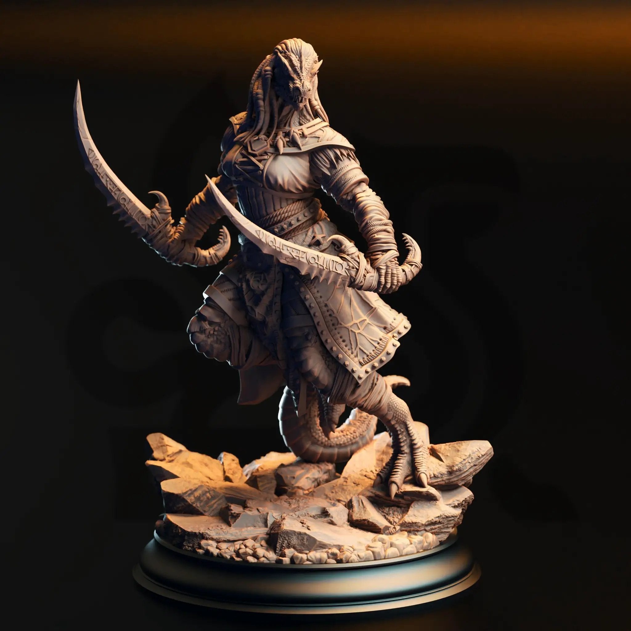 3D Printed Black Dragonborn Rogue by DM Stash by Last Hope Miniatures