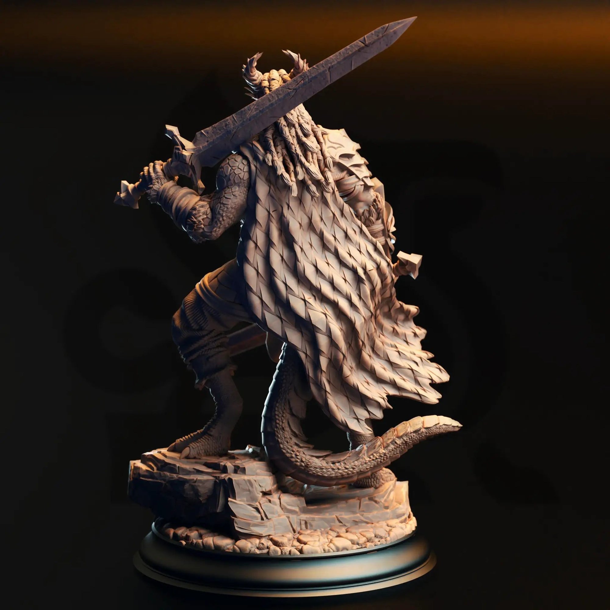 3D Printed Black Dragonborn Barbarian by DM Stash by Last Hope Miniatures