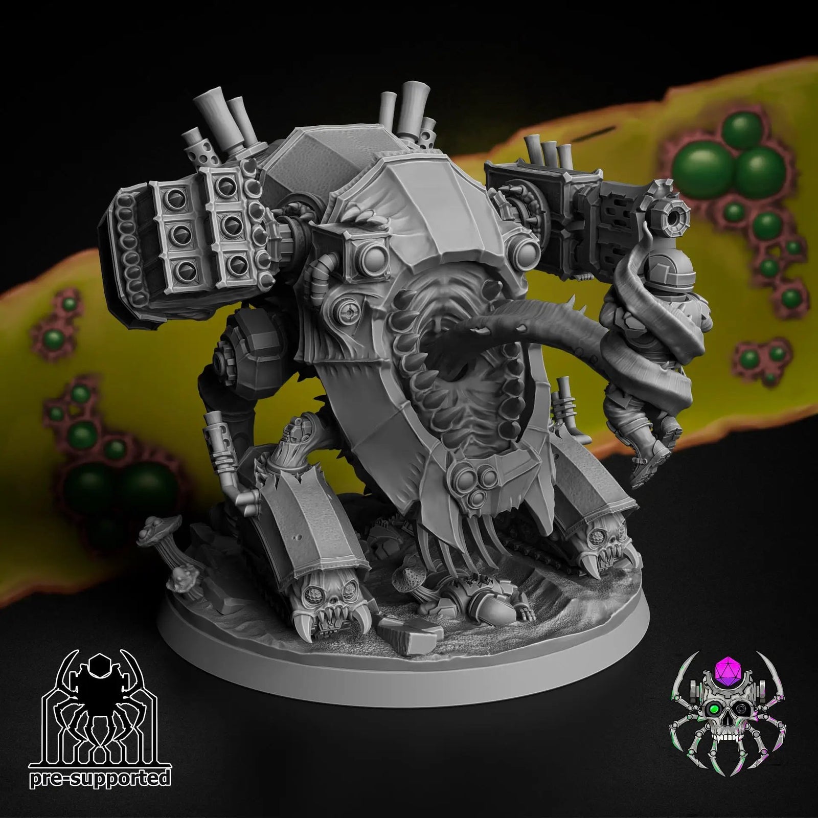 3D printed corpse shredder miniature by Last Hope Miniatures for Eightlegs Miniatures, detailed model with sharp blades and intricate design.