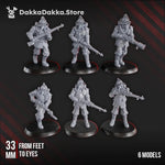 Six 3D printed Conquistador figures from the Trench Elite series by Last Hope Miniatures, detailed miniatures for tabletop gaming.