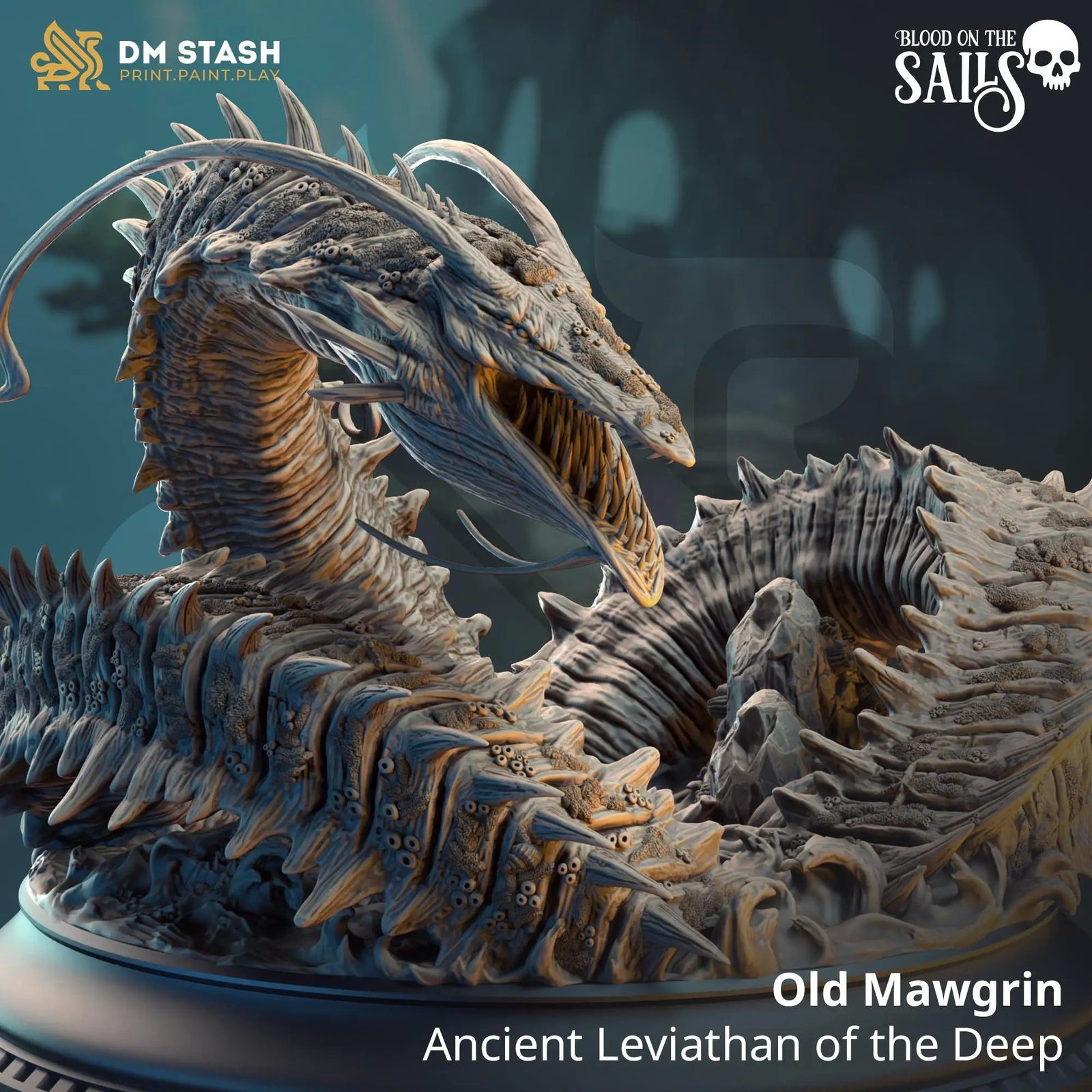 3D printed Ancient Leviathan of the Deep miniature by Last Hope Miniatures, detailed deep-sea sea creature for tabletop gaming.