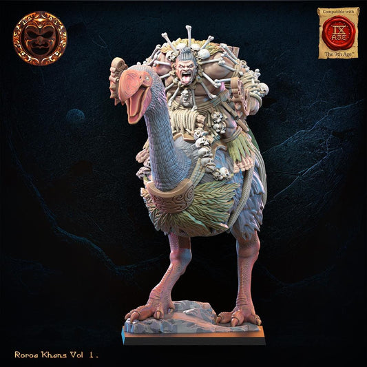 3D Printed Roroa Ariki on Dromornis Mount by Lost Kingdom Miniatures