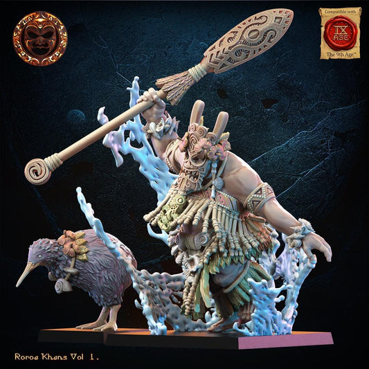 3D Printed Hinewai, Tohunga with Familiar by Lost Kingdom Miniatures