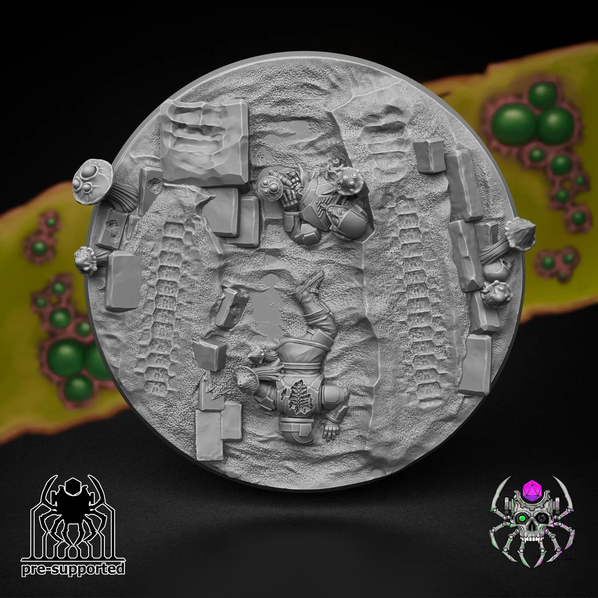 3D printed corpse shredder miniature by Last Hope Miniatures, with detailed mechanical parts and menacing design.