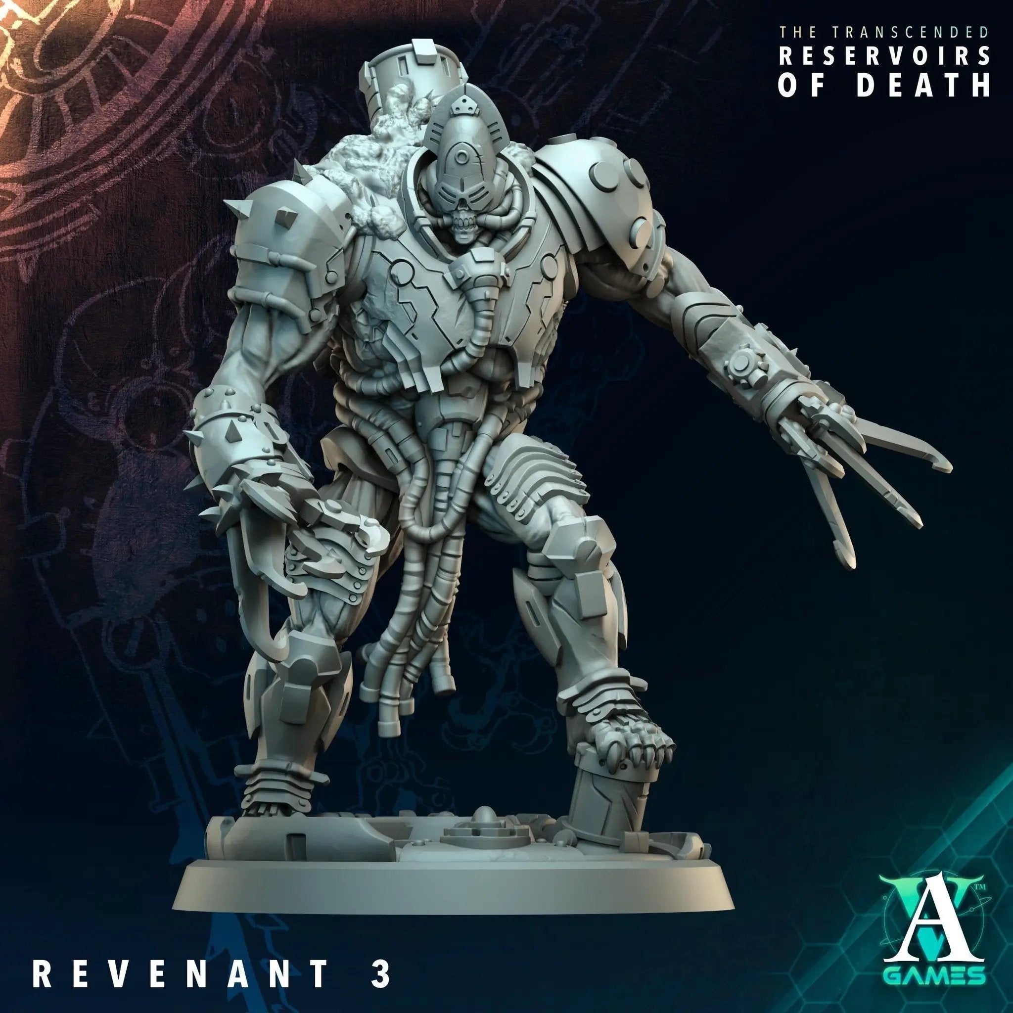3D printed Revenants miniatures by Last Hope Miniatures for Archvillain Games, showing detailed undead figures in dark tones.