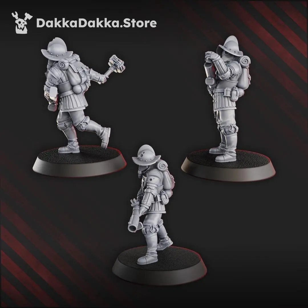 3D printed trench bombers miniatures by DakkaDakka Mininatures, created by Last Hope Miniatures, shown in detailed close-up.