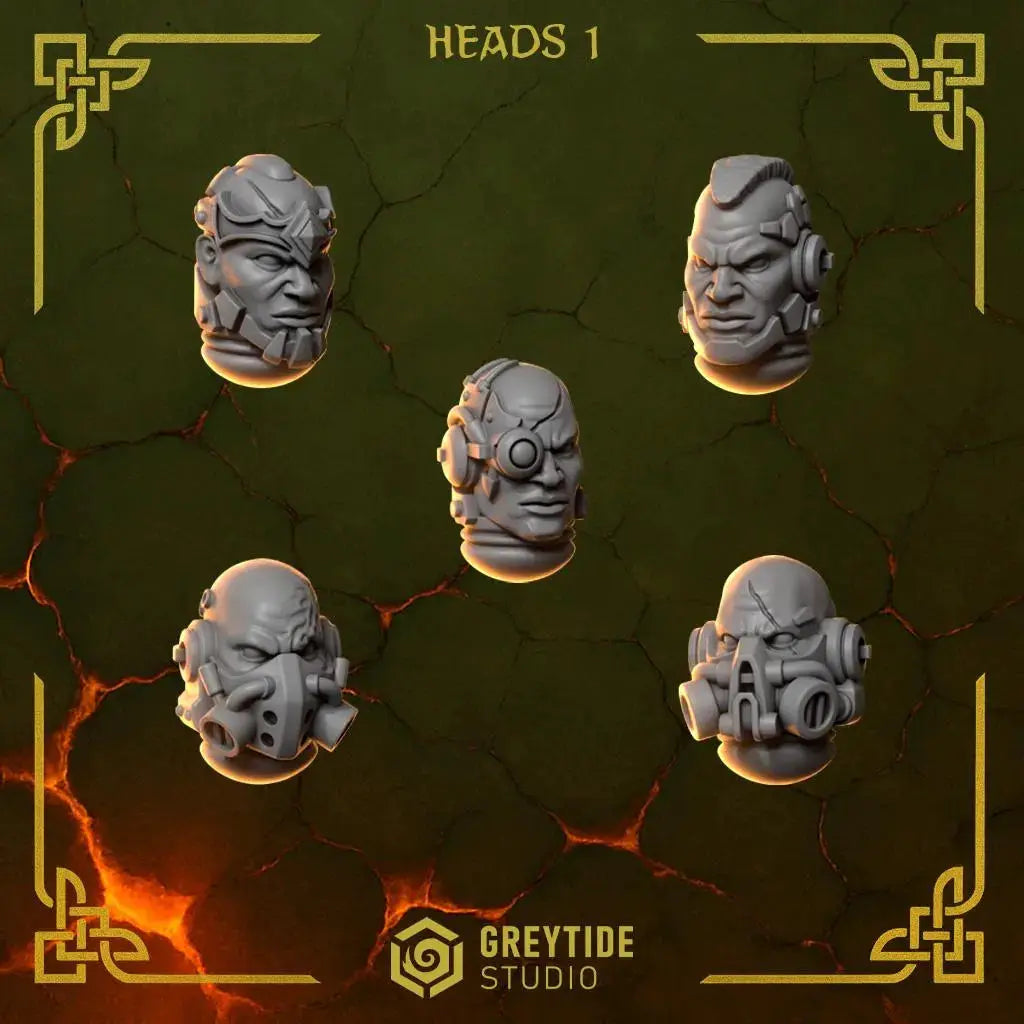 3d Printed Anvil Wardens Heads #1 x10 by Greytide Studio by Last Hope Miniatures
