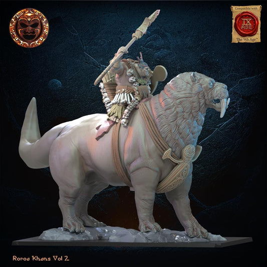 3D Printed Tusker Ariki on Bunyip Mount by Lost Kingdom Miniatures