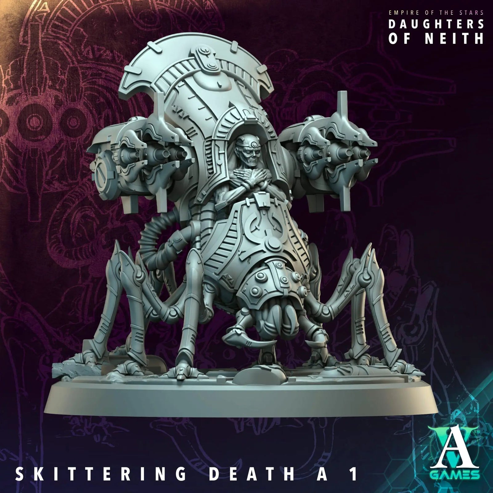 3D printed Skittering Death miniature by Last Hope Miniatures from Archvillain Games, showcasing detailed insect-like creature.