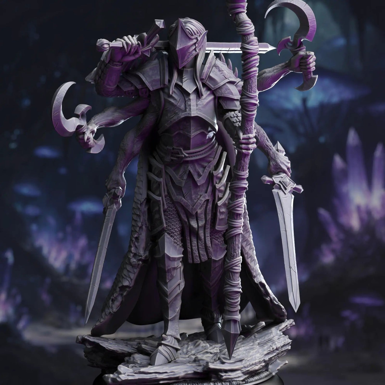 3D printed Knight from Beyond miniature by Last Hope Miniatures, detailed fantasy soldier with armor and weapon in a dynamic pose