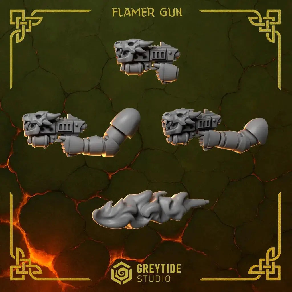 3d Printed Anvil Wardens Flamer Guns x6 by Greytide Studio by Last Hope Miniatures
