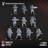 Set of ten 3D printed Satellitum Mechguards Squad miniatures by Last Hope Miniatures, detailed sci-fi robot figures.