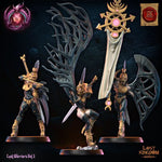 3D printed Lust Fallen Command Group miniature set by Lost Kingdom Miniatures, featuring detailed figures on a display base.